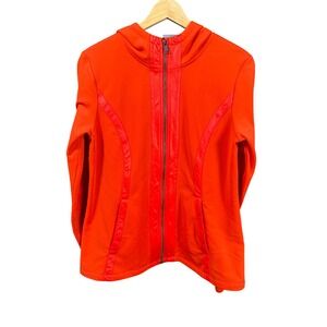 Athleta Verbier Full Zip Hoodie Winter Traning Jacket Orange Womens L Athletic